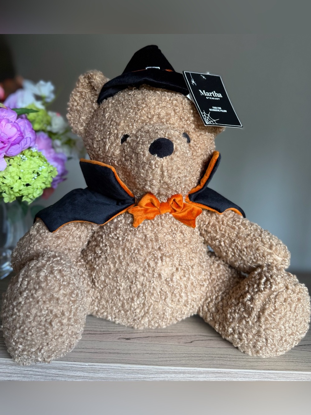 MARTHA STEWART Halloween Teddy Bear decorative throw Pillow Witch vampire Cape